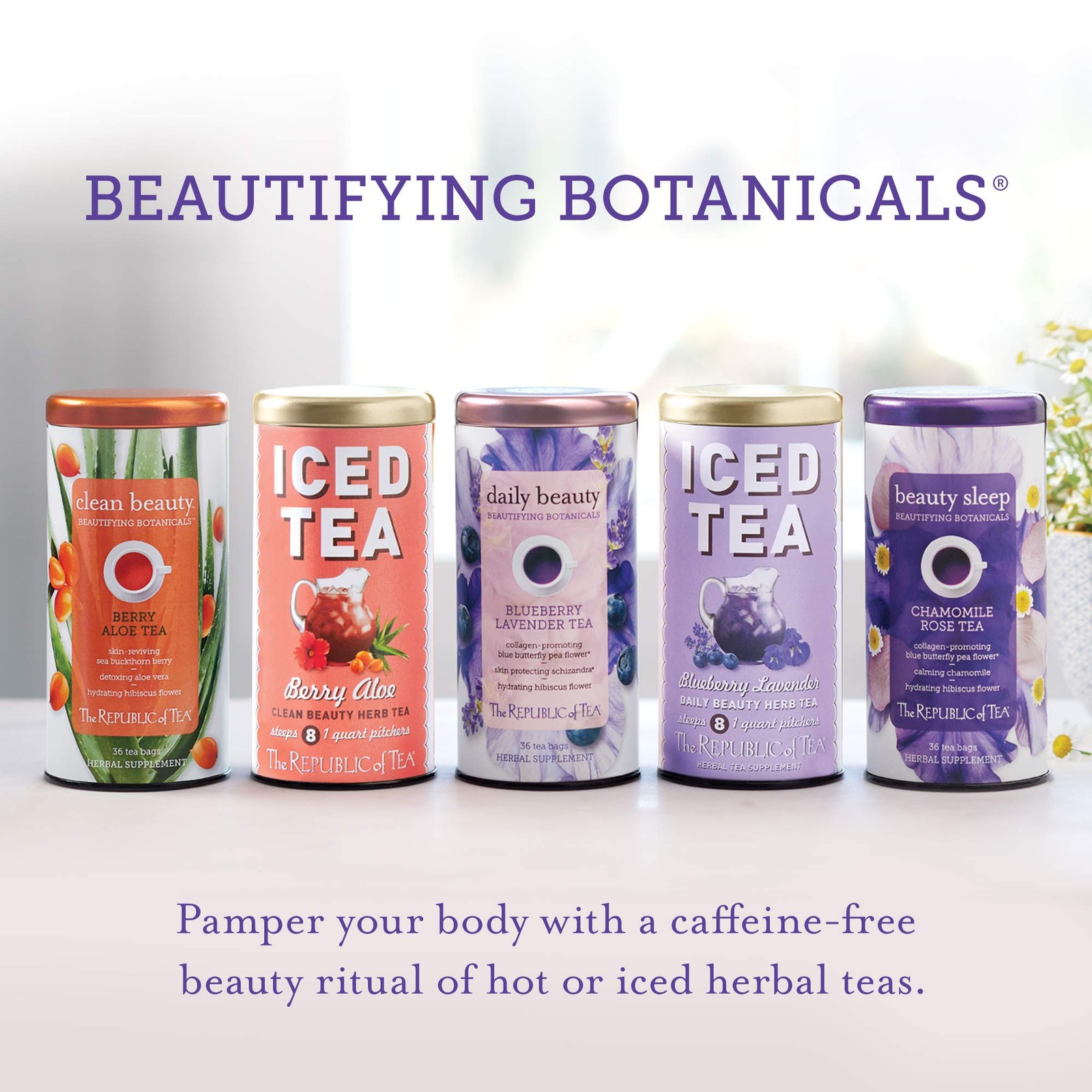 The Republic of Tea – Beautifying Botanicals® Daily Beauty Blueberry Lavender…
