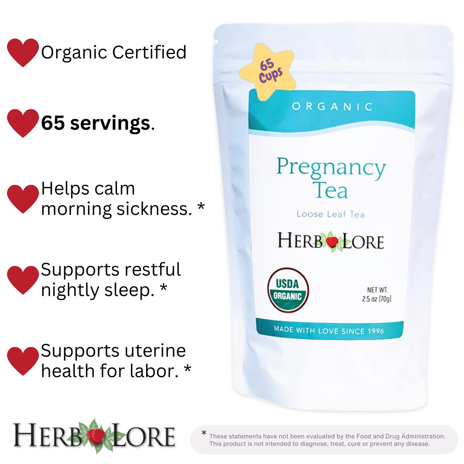 Organic Pregnancy Tea – 65 Servings Loose Leaf – Raspberry Leaf Tea for Pregn…