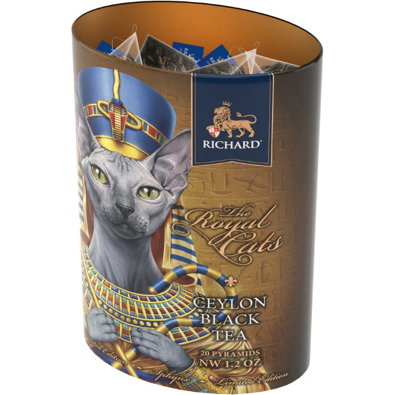 SPHYNX Richard Royal Cat Ceylon Black Tea 20 Pyramids GIFT TIN Limited Edition