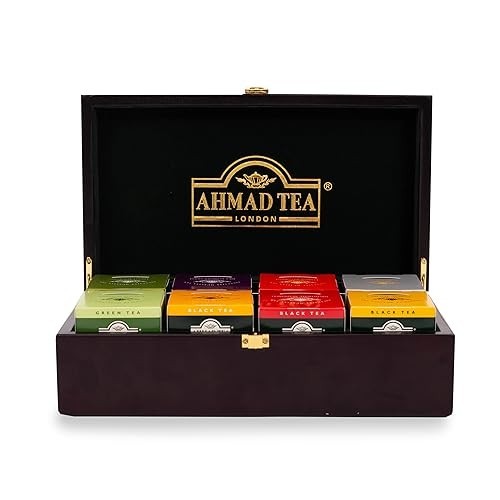 Assorted Tea Bags in Wooden Keeper Box – 80-Count Premium Loose Leaf Selection