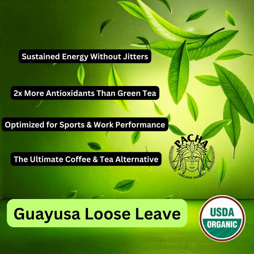 Pacha Guayusa Tea 2LB Organic Loose Leaf 66mg Caffeine Energy Blend