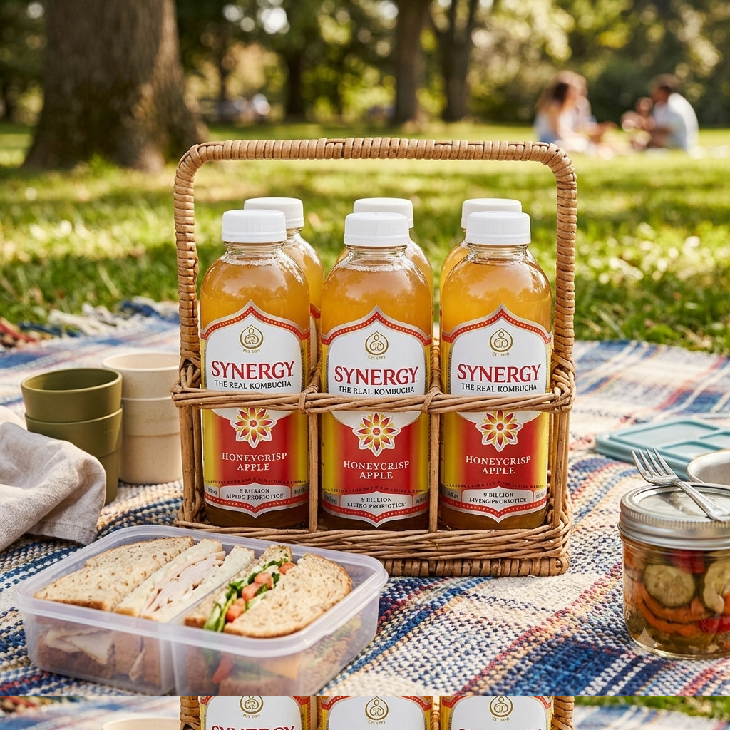 Synergy The Real Kombucha Honeycrisp Apple 16oz 6 Pack Tea Beverage