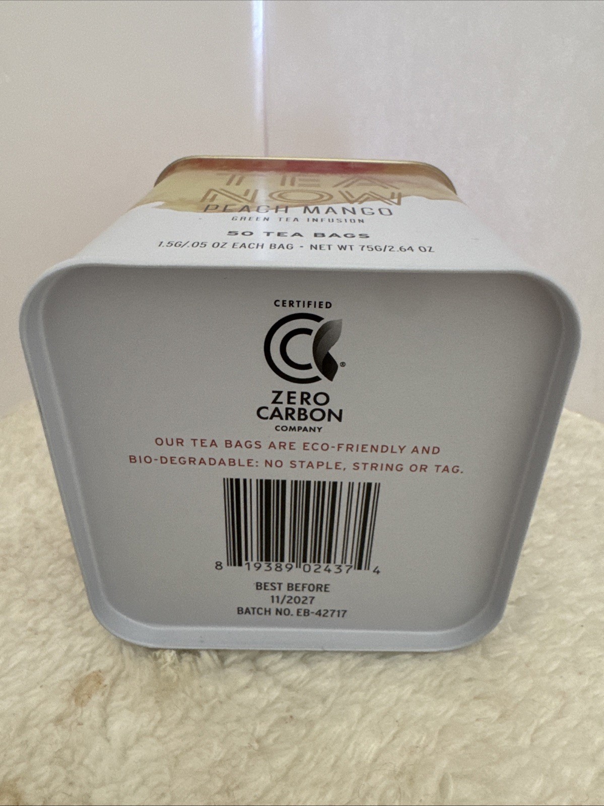 Tin 50 Tea Pcs Green Te With Peach Mango Flavor Package