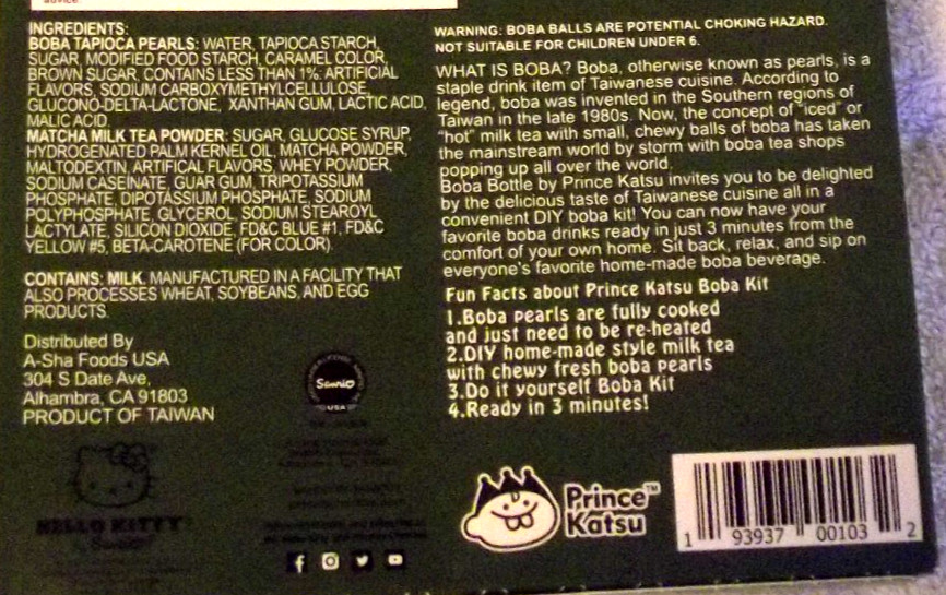 NEW Hello Kitty Boba Bottle Matcha Latte Milk Tea Kit 12 Servings 3 A-Sha Boxes