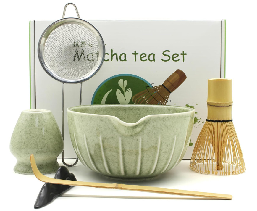 Matcha Whisk Set 7 Pcs – Ceramic Matcha Set – Elegant Matcha Kit Gift for Women