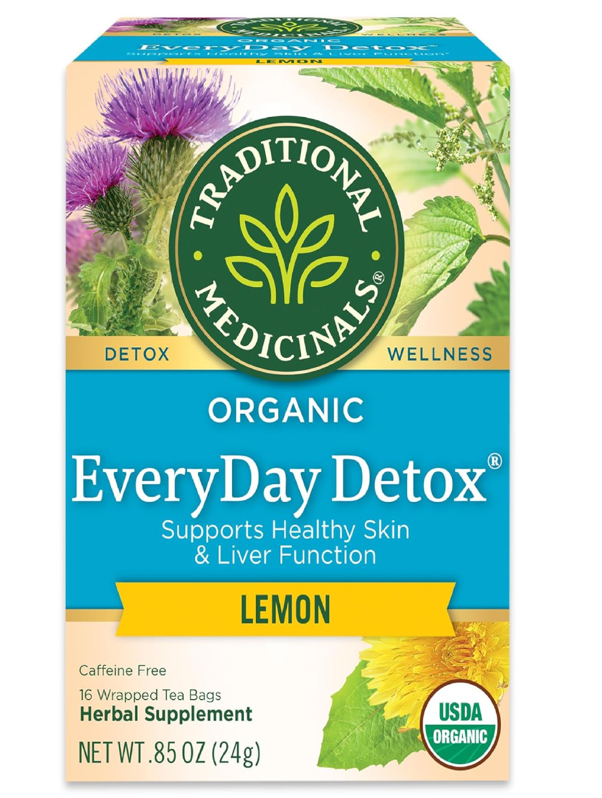 Traditional Medicinals Tea, Organic Everyday Detox Lemon, Supports Healthy Skin