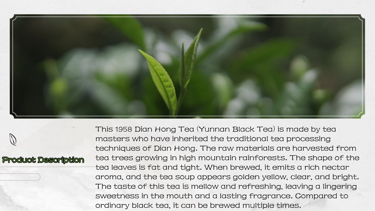 Yunnan Dian Hong Black Tea/Ripe Aged Pu-erh Tea (Fermented) Old Tree Loose Leaf