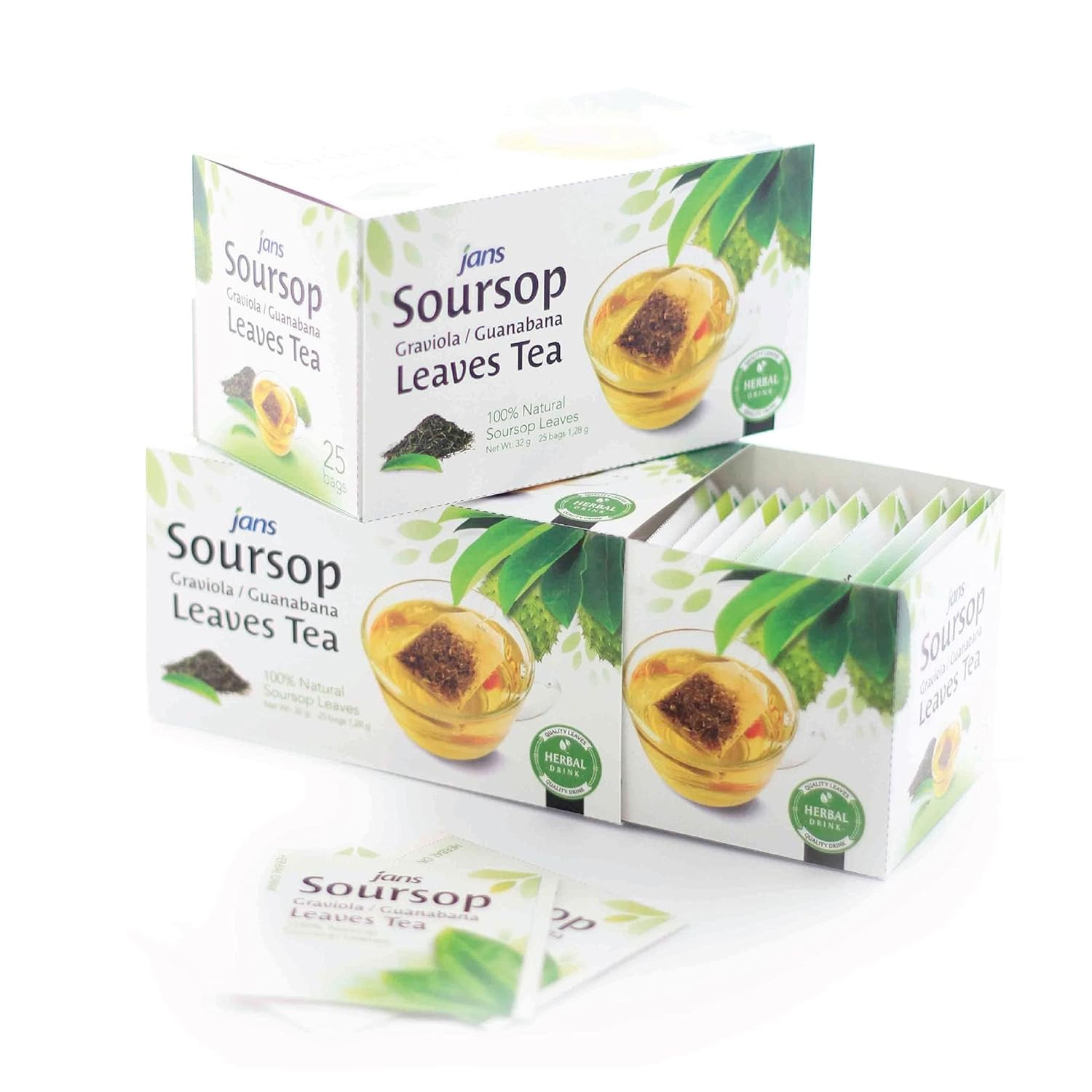 Jans Soursop Tea Bags (25 Count) – Full Strength Herbal Tea from 100% Natural So
