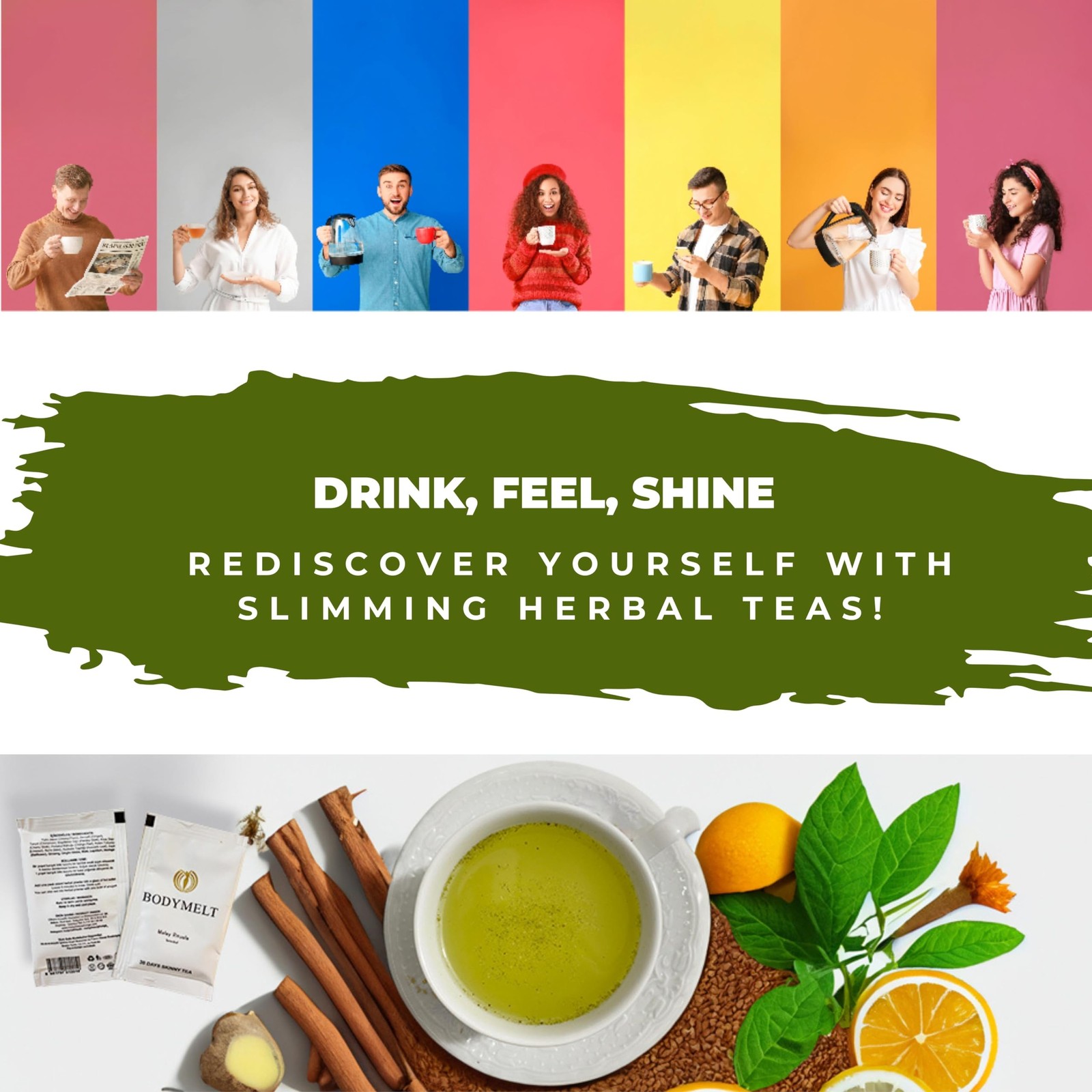 BODYMELT 30 Days Detox Tea Powder Form | Herbal Tea Formula | 30 Sachet Powder |
