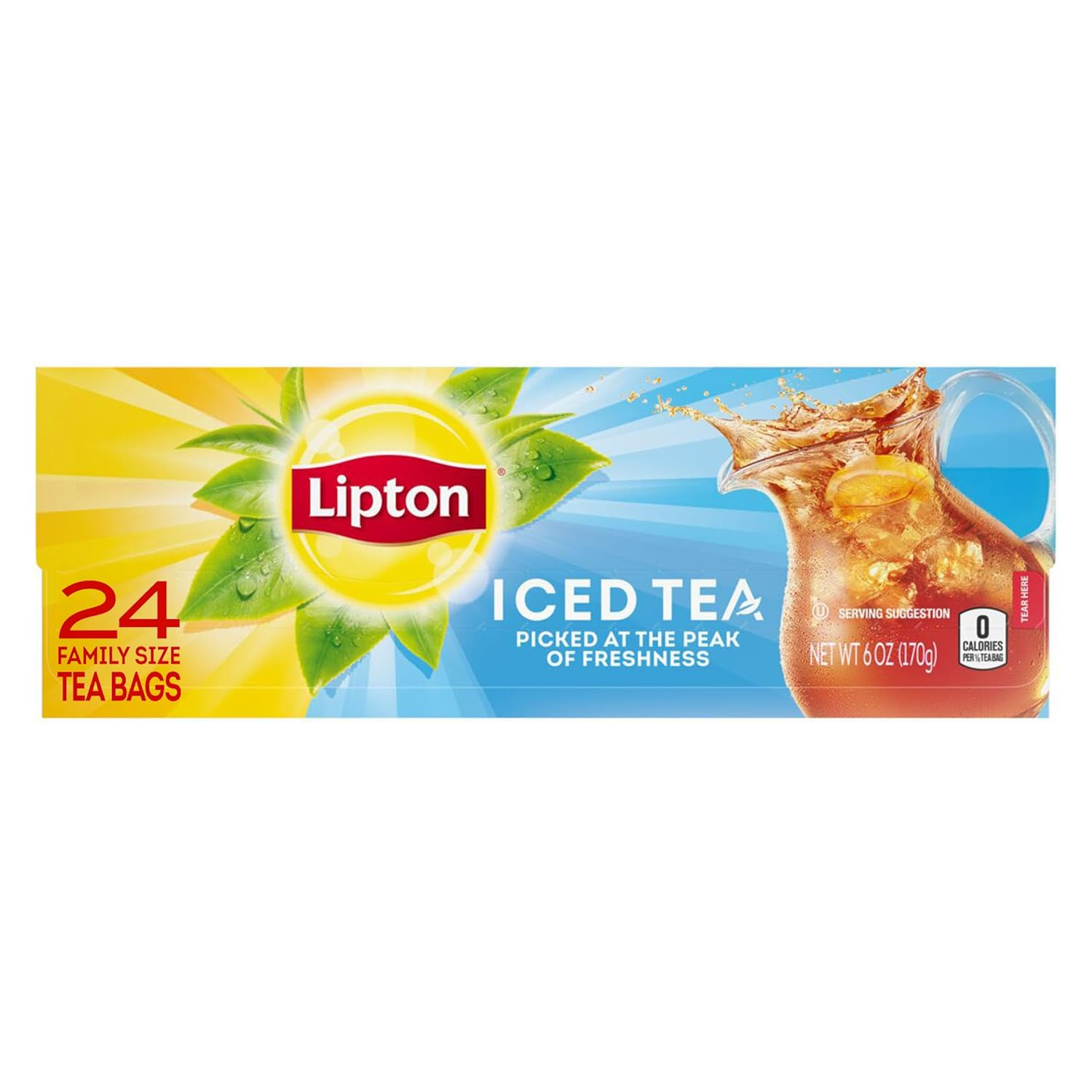 Lipton Unsweetened Iced Tea Bags, Family Size Zero Calories, 144 Total Tea Bags