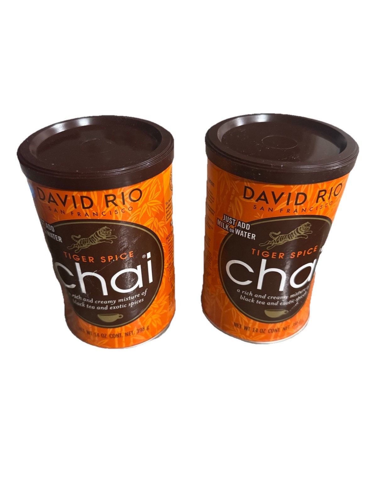 Lot Of 2 David Rio Tiger Spice Chai Powder Mix Drink 14 Oz Exp 10/26