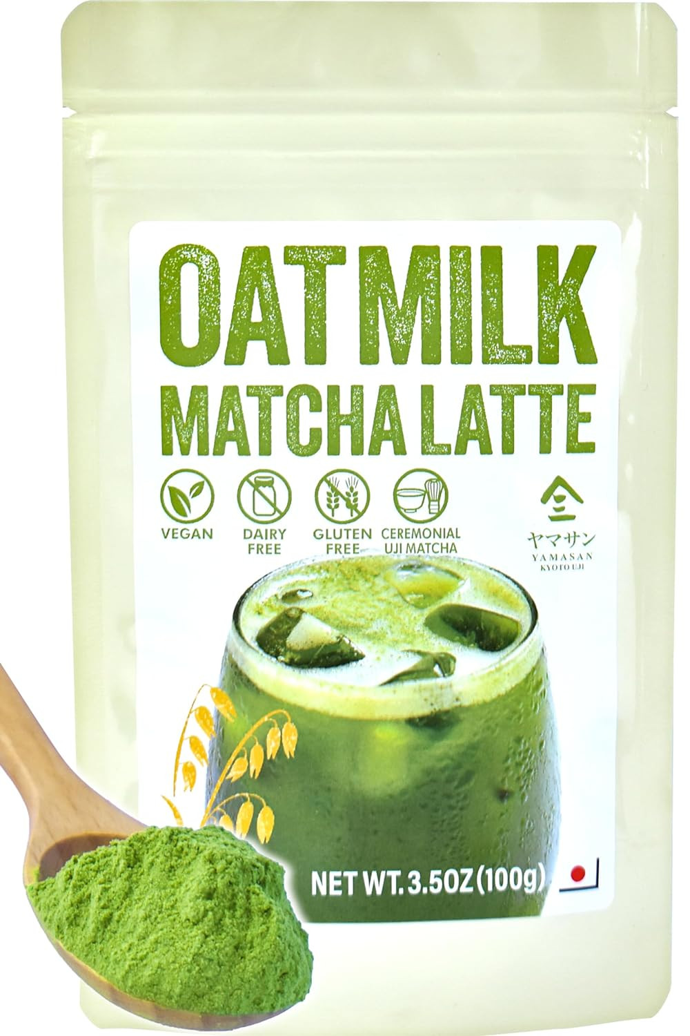 Japanese Oat Milk Matcha Latte, Uji Matcha Ceremonial Grade with 100gX2【YAMASAN】