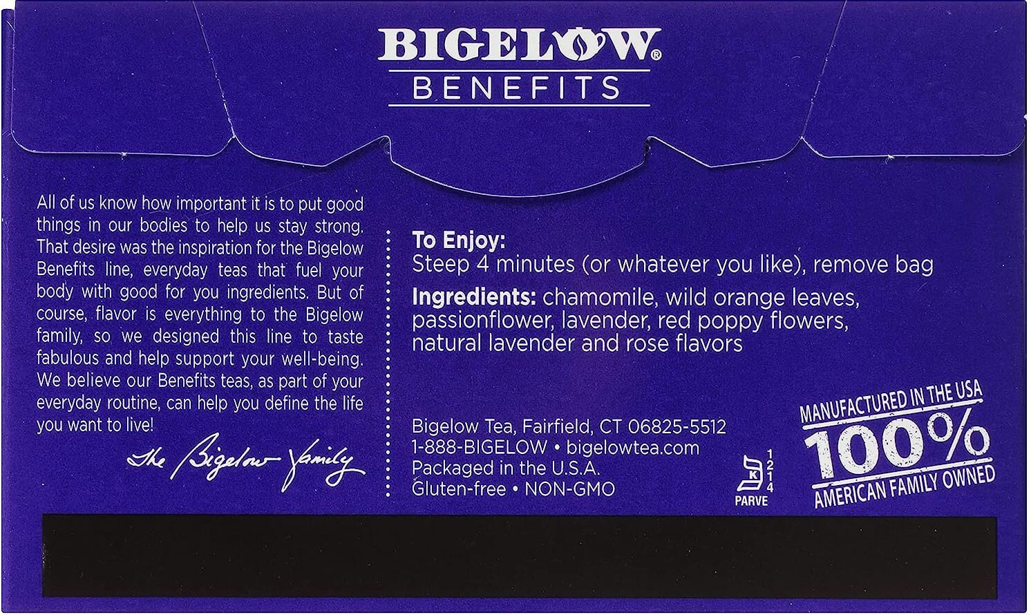 Bigelow Benefits Sleep Chamomile & Lavender Herbal Tea – 18 tea bags