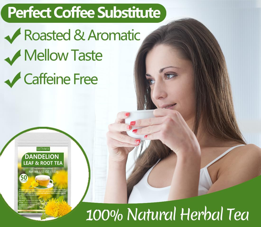 Dandelion Tea 50 Leaf & Root Herbal Tea Bags for Liver & Kidney Health Detox