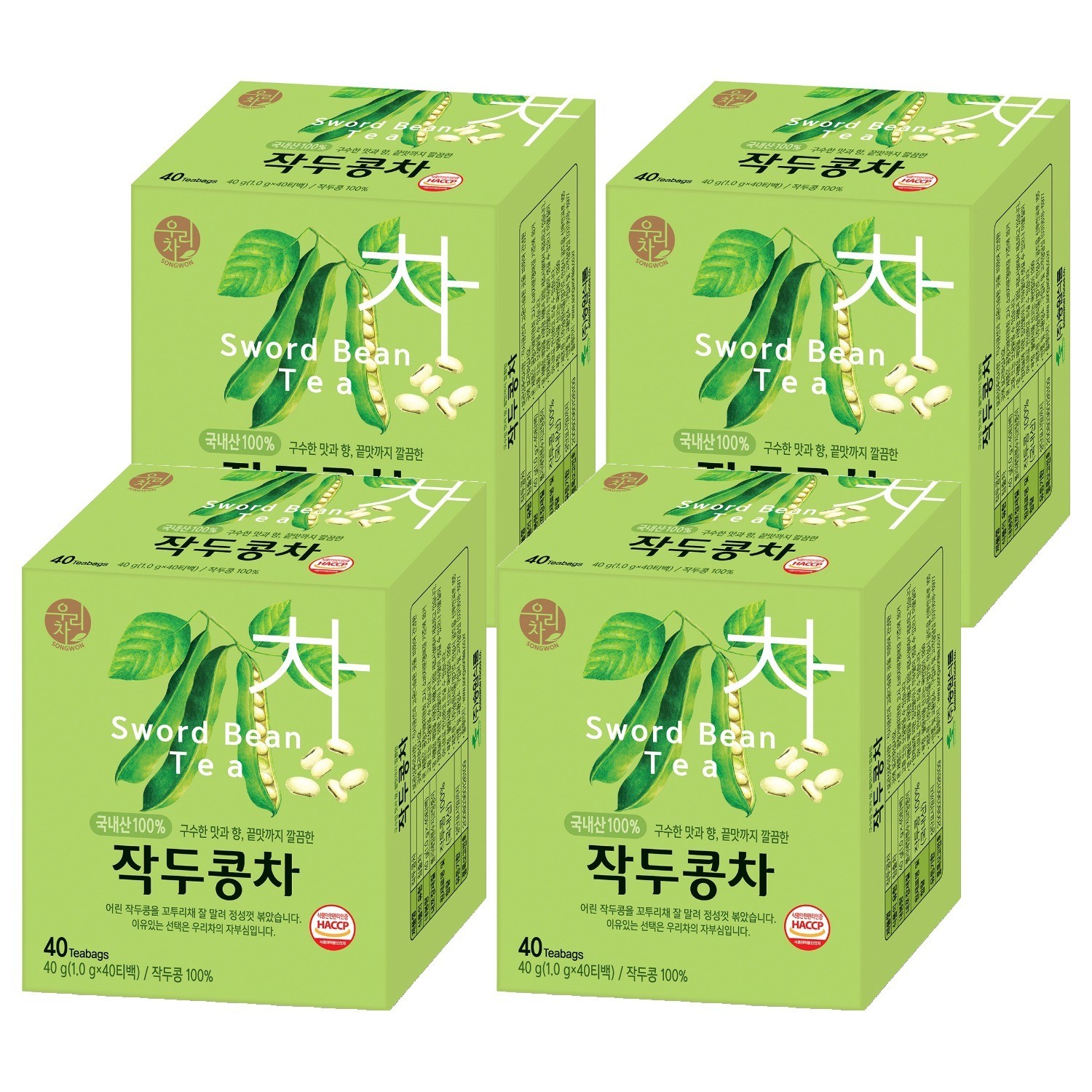 Songwon Sword Bean Tea 1g x 40 Tea Bags x 4 Boxes Korean Herbal Tea
