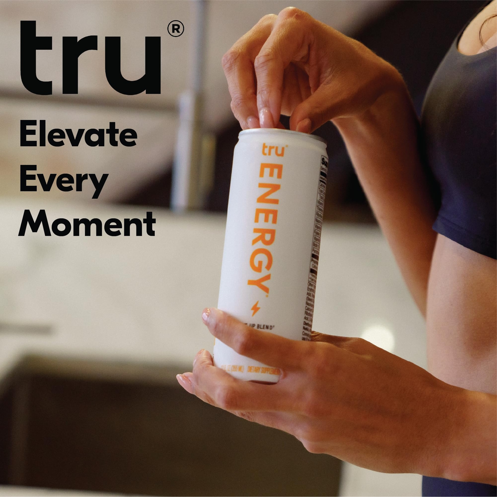 Tru Energy Seltzer Orange Mango Drink Natural Caffeine Green Tea Extract 12 Pack