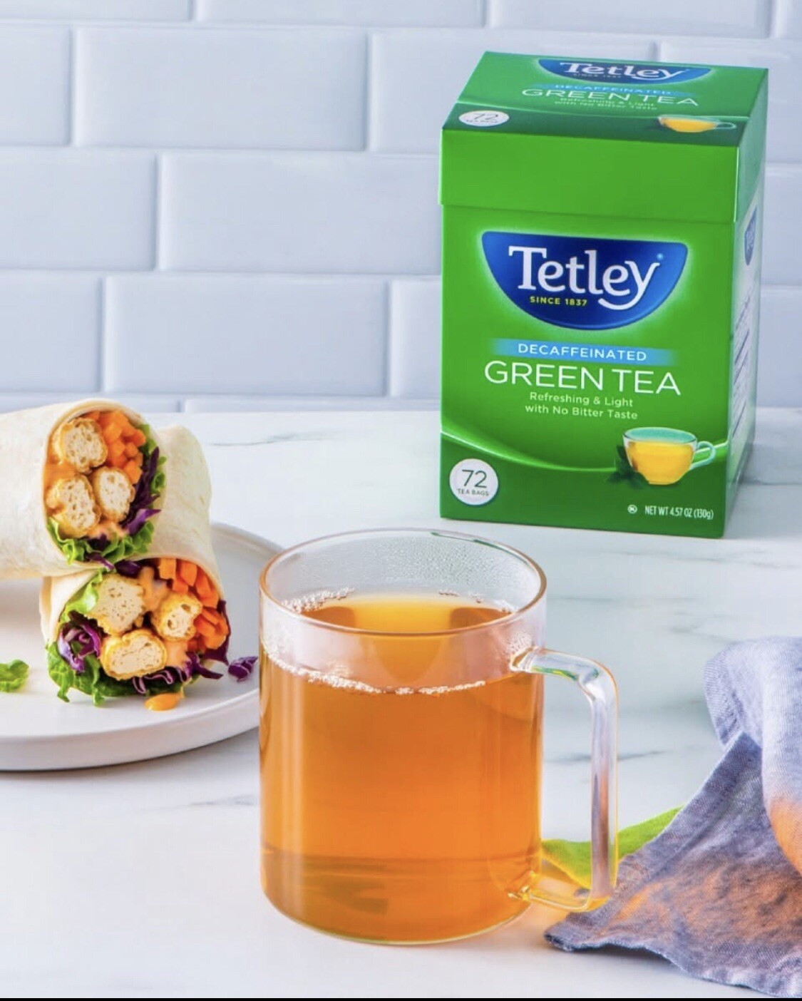 2 Box Tetley Green Tea Decaffeinated 144 Tea Bags NTW 130g EA NO Bitter Taste