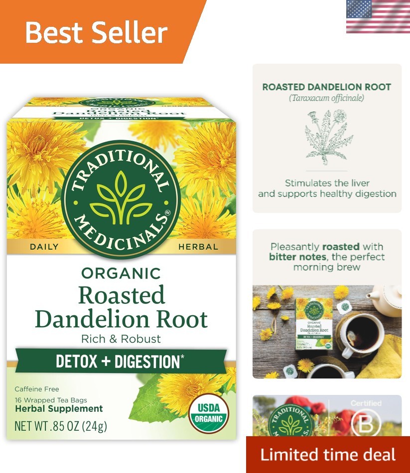 Organic, Roasted, Dandelion Root Tea – Supports Normal Detox + Digestion – Ko…
