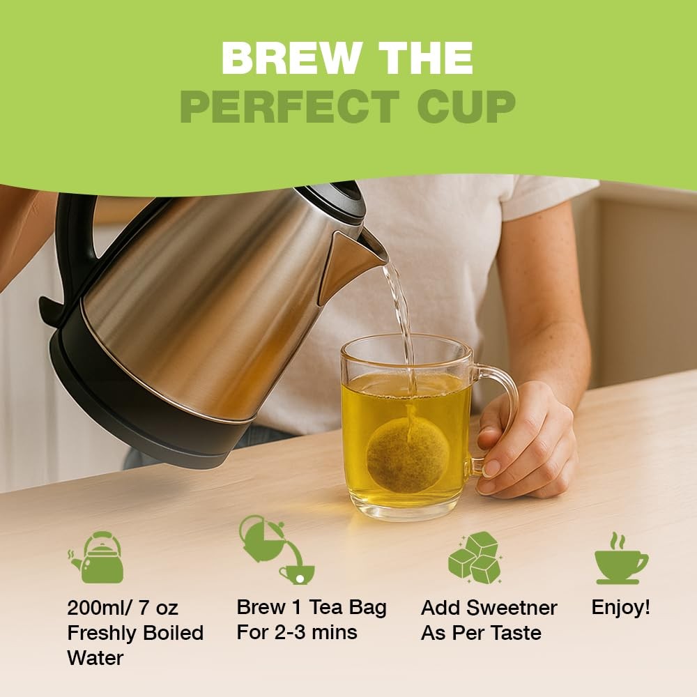 Organic Green Tea Bags – 100 Eco-Friendly, USDA Certified, Resealable Pack