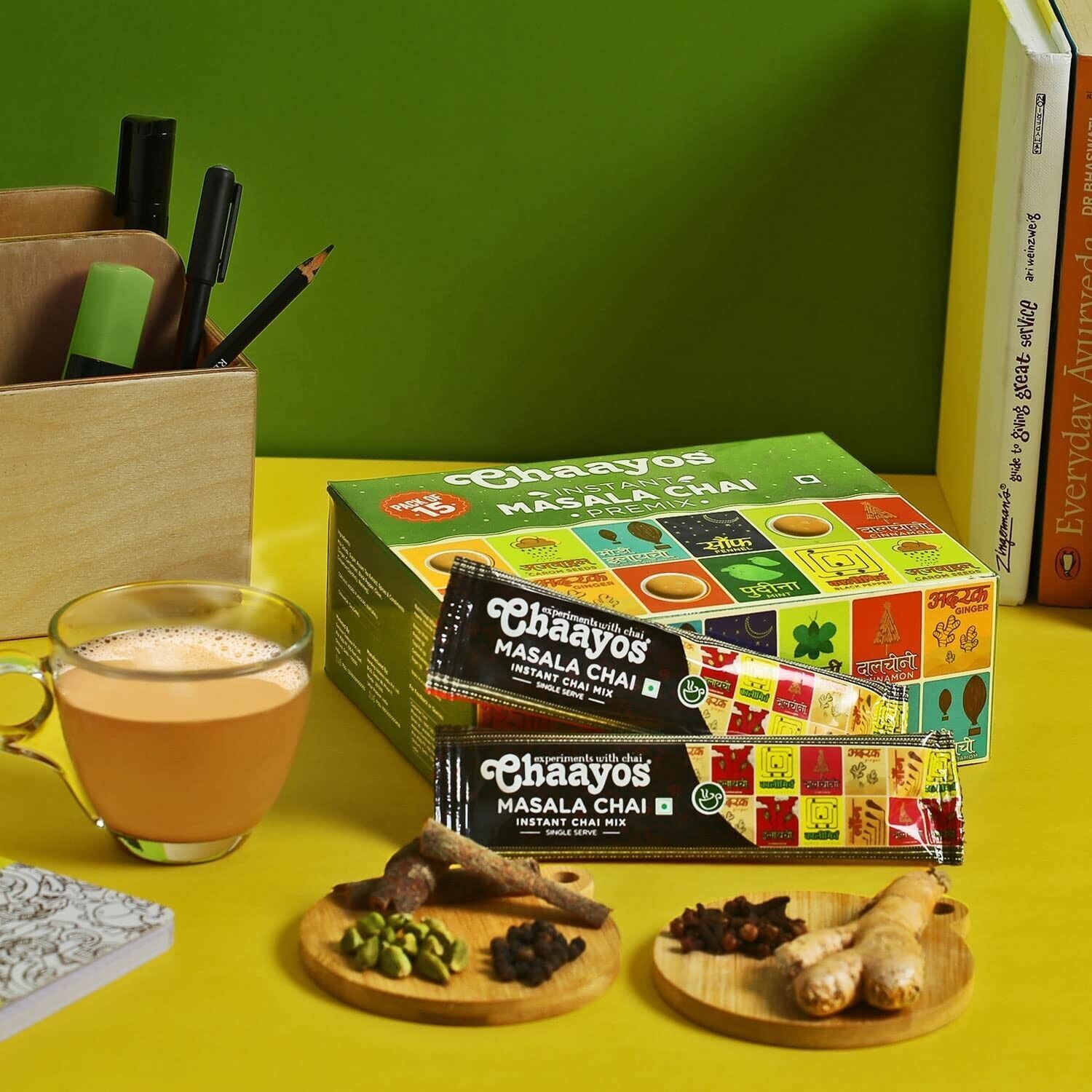 Chaayos Instant Tea Premix – Regular Sugar – Masala Flavour (15 Sachets)