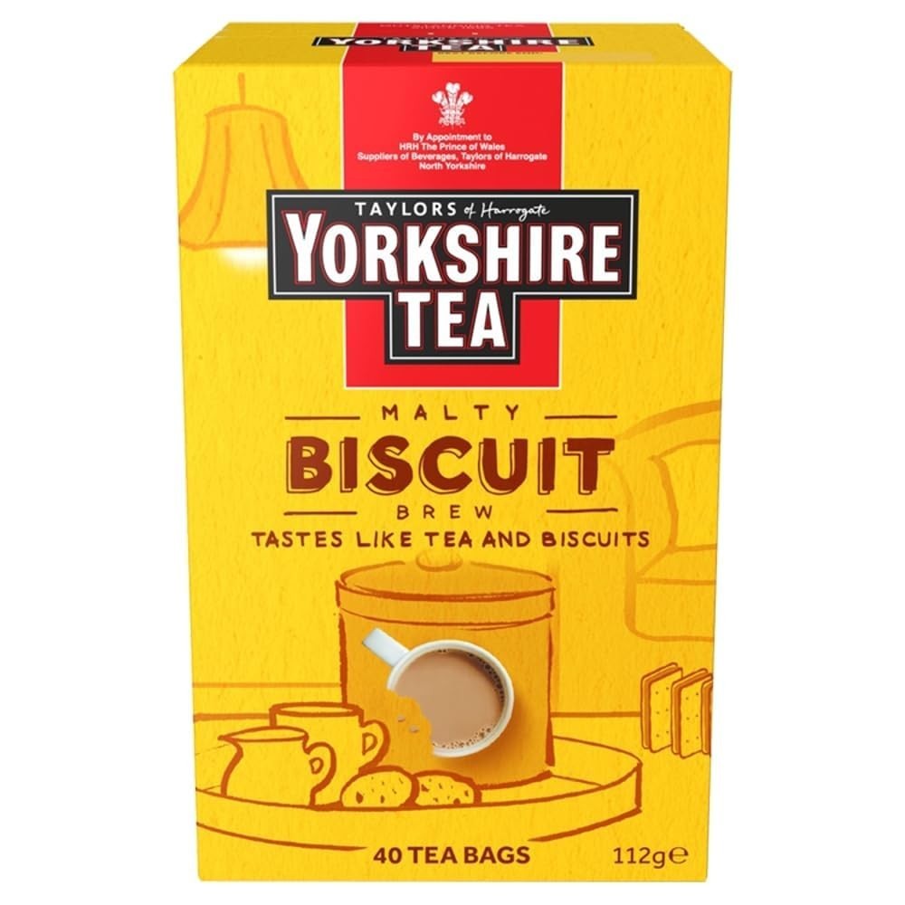 Yorkshire Tea Malty Biscuit Brew, Black Tea, Pillow Tea Bags, 40 Count Pack o…