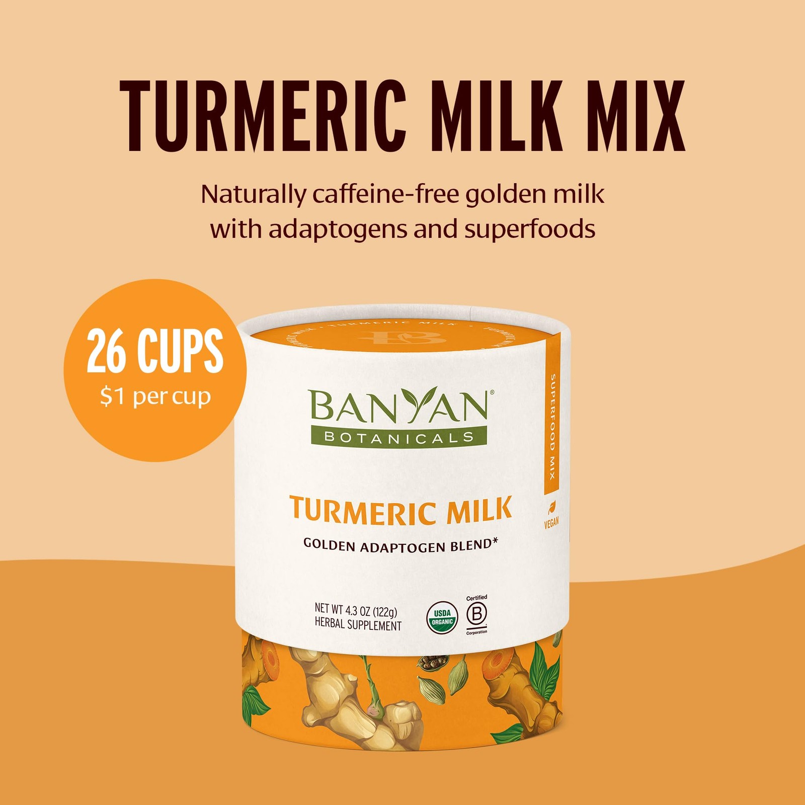 Banyan Botanicals Turmeric Milk – Organic Turmeric Latte Mix with Ashwagandha…