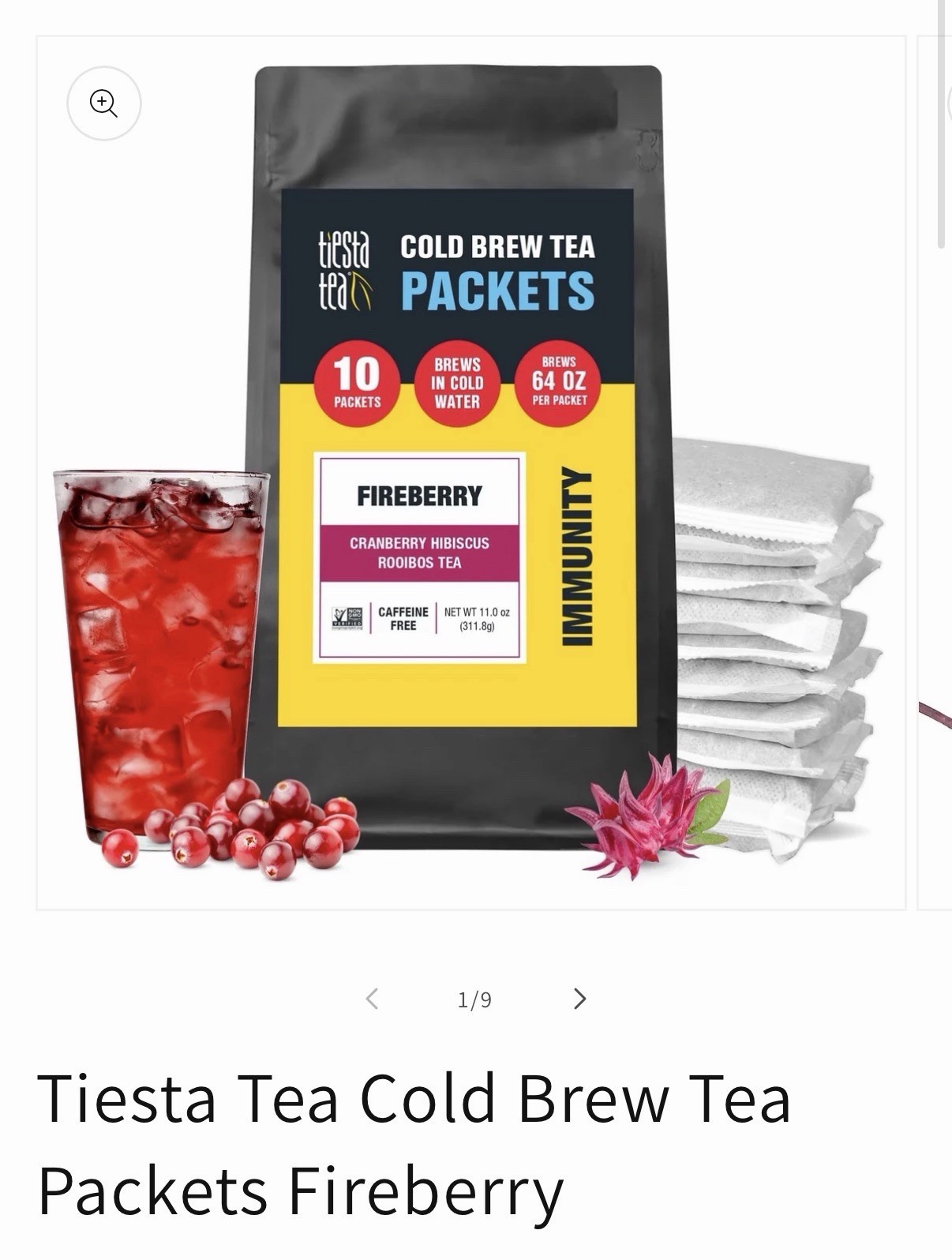 Tiesta Tea Fireberry Cranberry Hibiscus Rooibos Tea 10 Pack Caffeine-Free