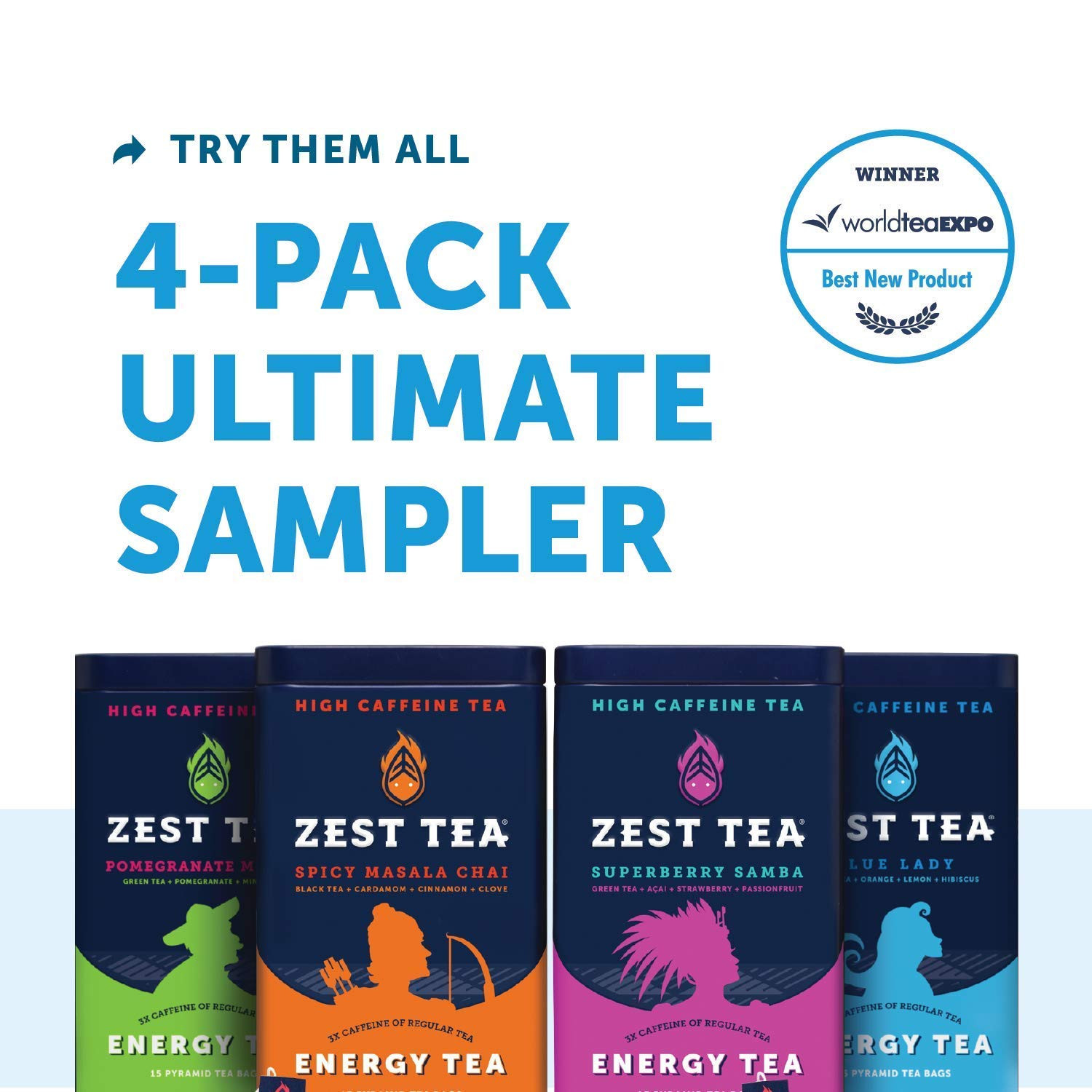 Zest Tea Premium Energy Hot Tea, High Caffeine Blend Natural & Healthy Tradition