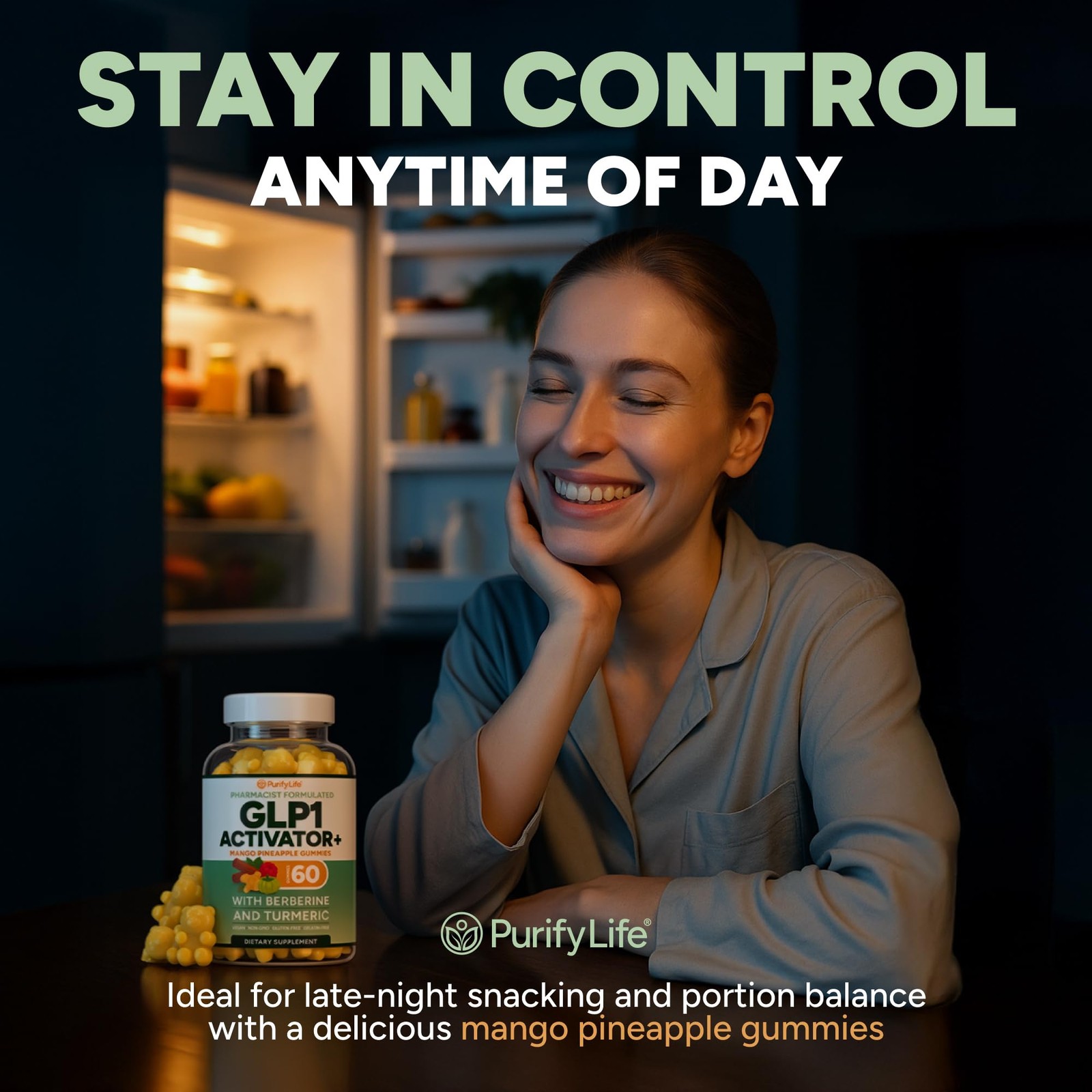 GLP-1 Support Gummies – Sugar-Free Appetite & Craving Control Supplement with…