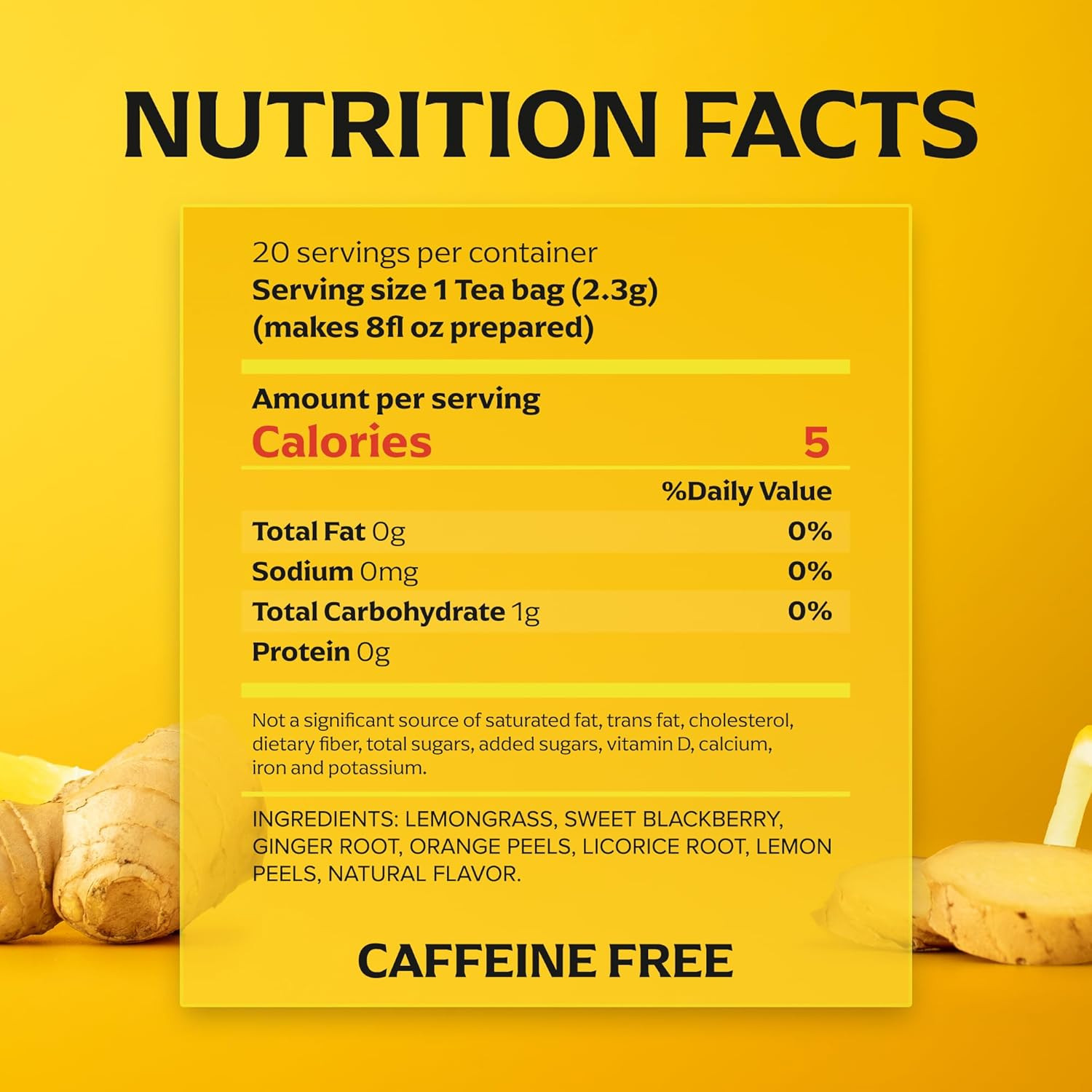 Lemon Ginger Tea Bags, Caffeine Free Tea, Refresh Fruit and Herbal Tea, Individu