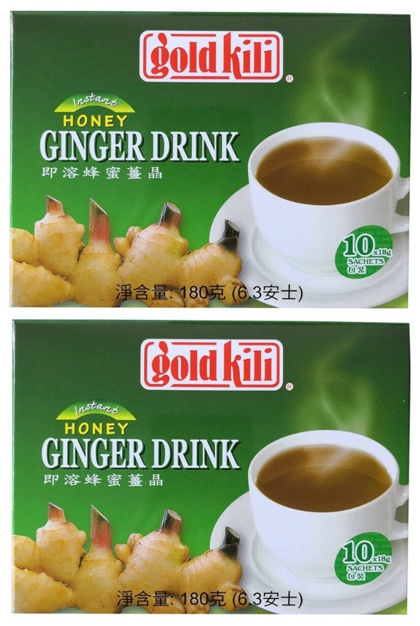 Gold Kili ( 2 Pack ) Natural Instant Honey Ginger Tea Drink, 10 Sachets 6.3oz