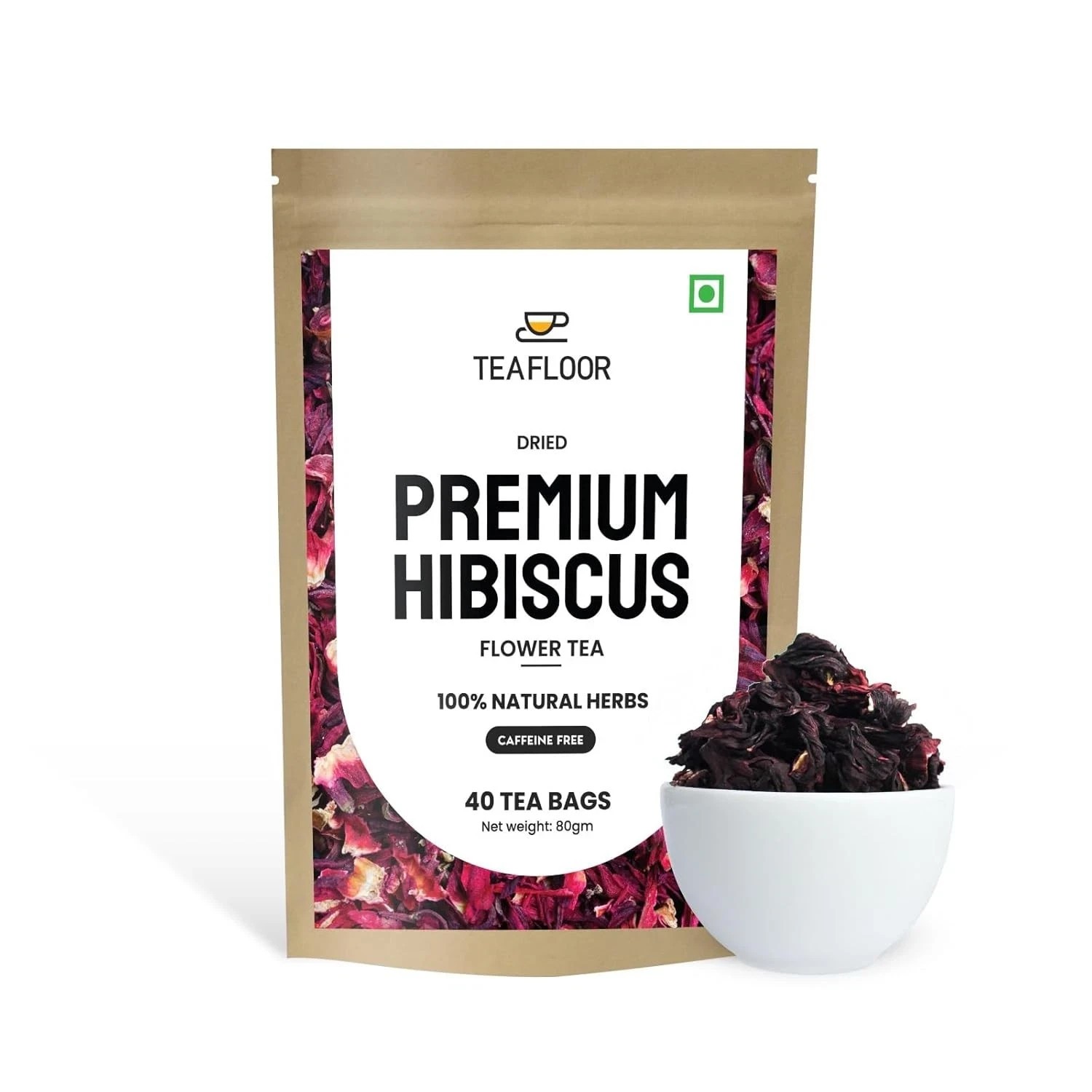 Teafloor Hibiscus Flower Tea Bags, 2gm Each Set Of 40 Tea Bags