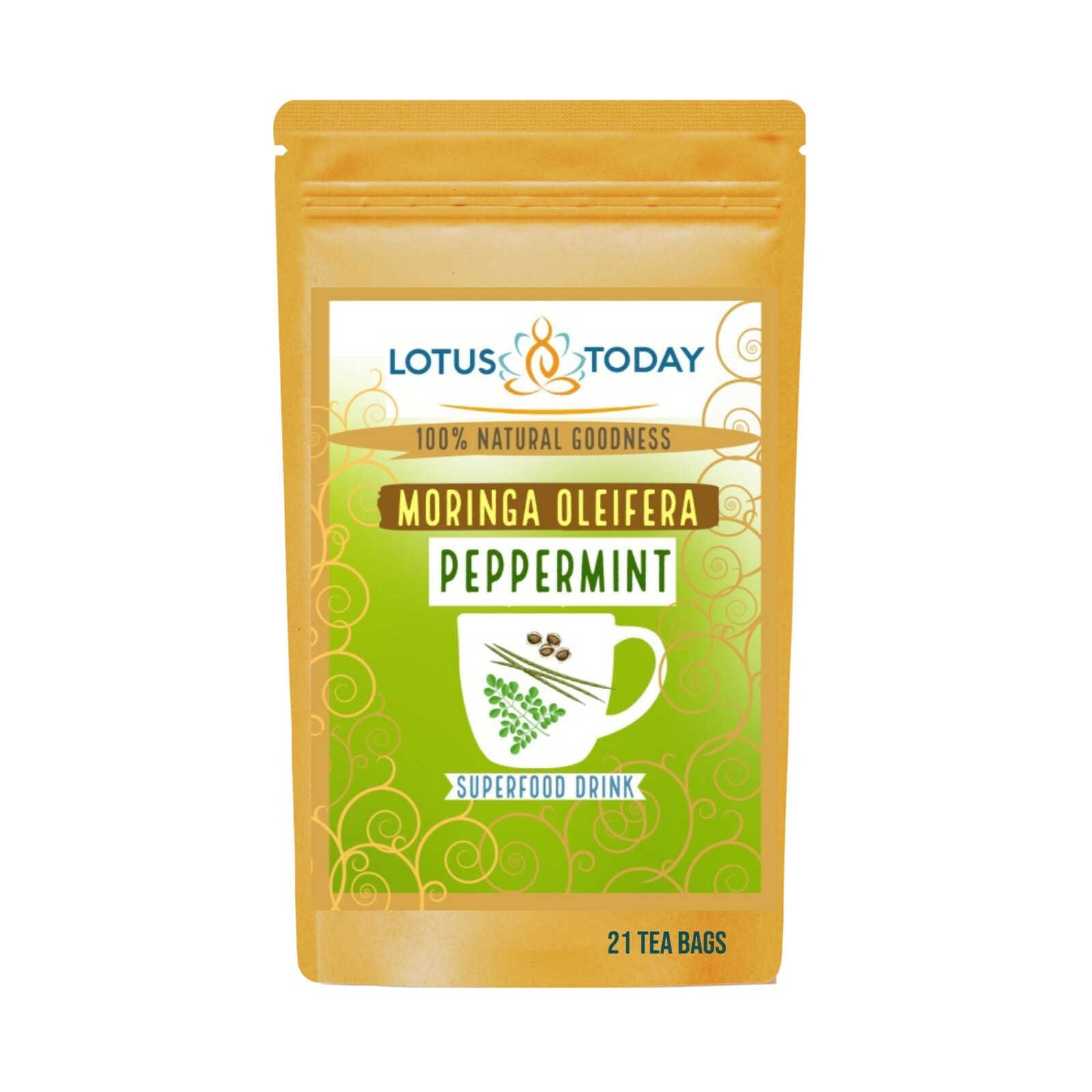 Peppermint Tea with Moringa Leaf, Energy Boost, Diet and Wellness 63 Tea Bags