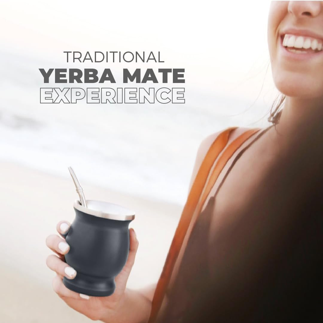Stainless Steel Double-Wall Mate Cup and Bombilla Set – Yerba Mate Set Includes