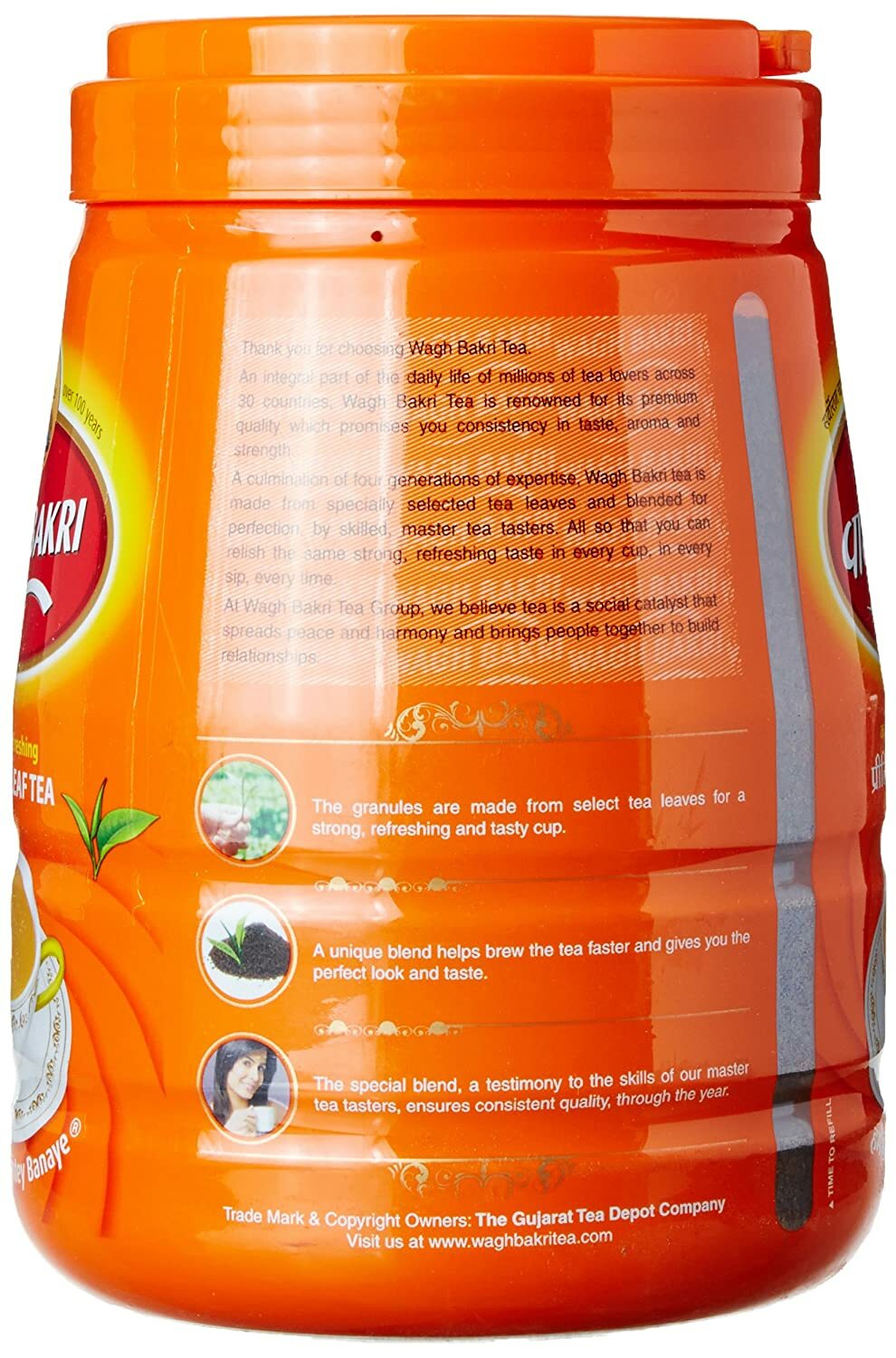 Wagh Bakri Premium Leaf Tea -Loose Leaves Jar-Great Taste From India-1KG -FreeS