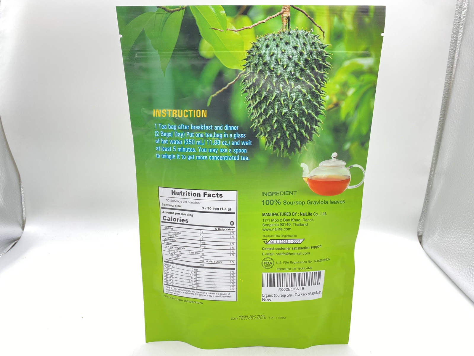 NalLife Organic Soursop Graviola Leaves Tea 30 Bags Caffeine Free