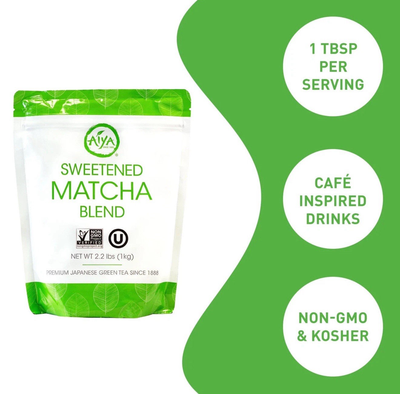 Aiya Sweetened Matcha Blend Powder – Matcha Latte Powder 2.2lbs (1Kg)