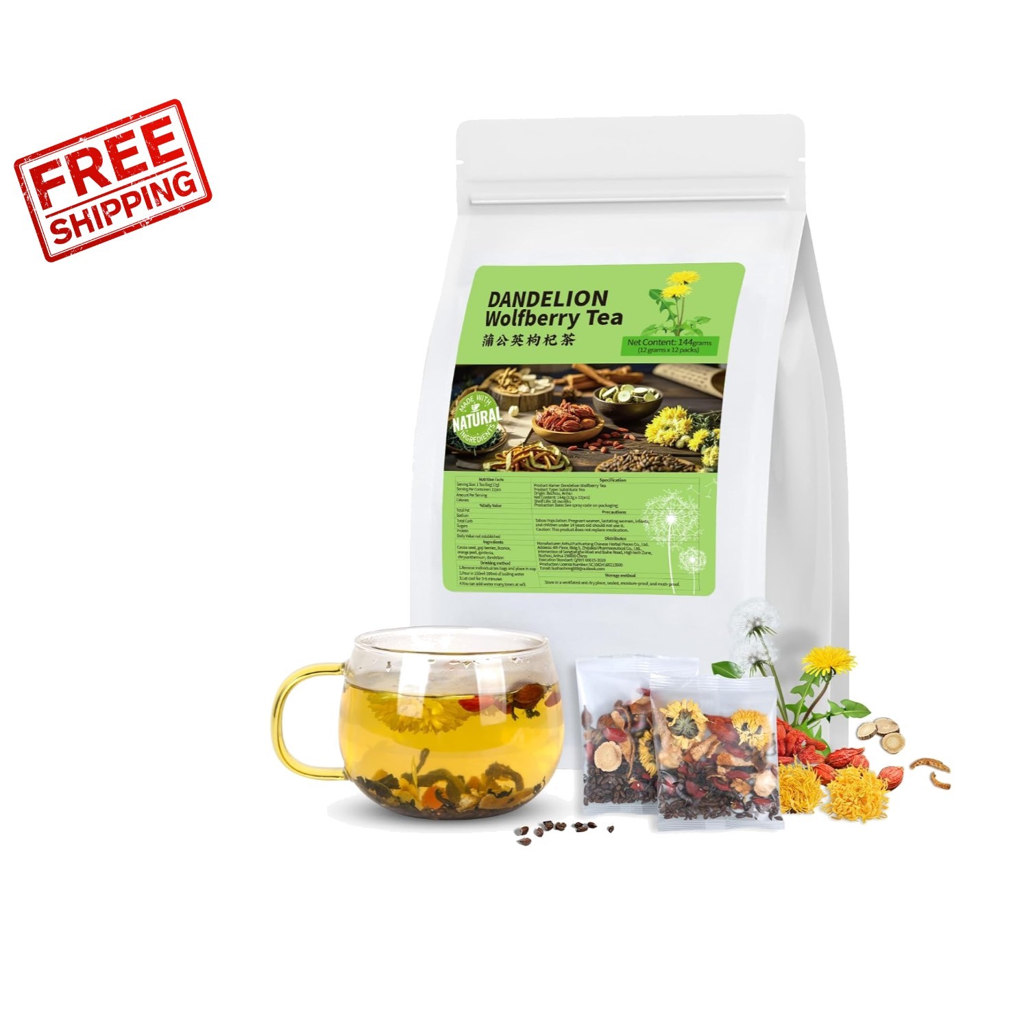 Dandelion Wolfberry Herbal Tea – 7 Natural Ingredients for Kidney & Liver Health