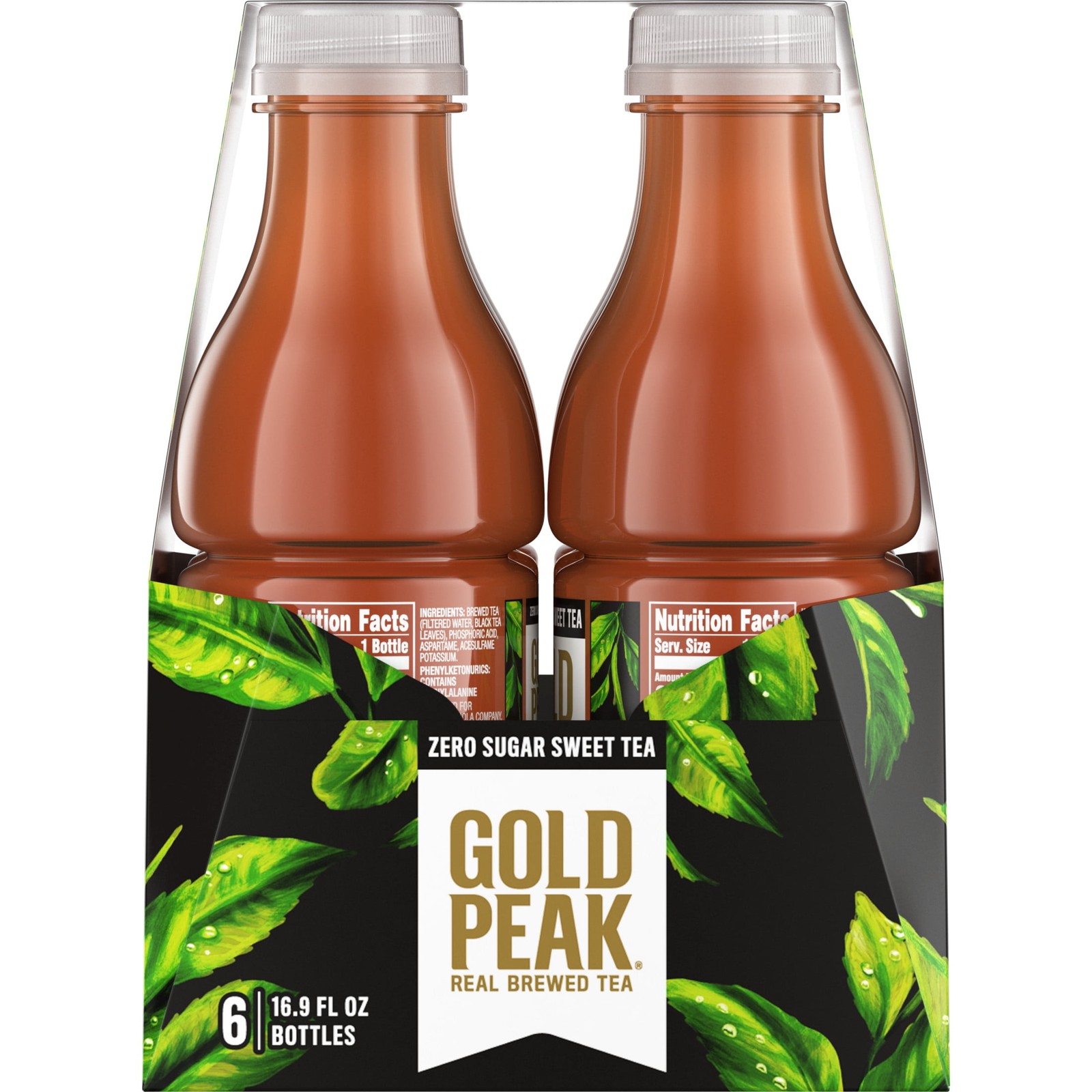 Gold Peak Iced Tea, Zero Sugar Sweet Tea Bottles, 16.9 fl oz, 6 Pack