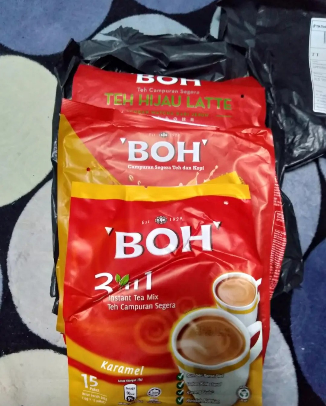 3packs BOH Cham 3in1 Instant Tea Tarik + White Coffee Mix 12 Sticks less sugar
