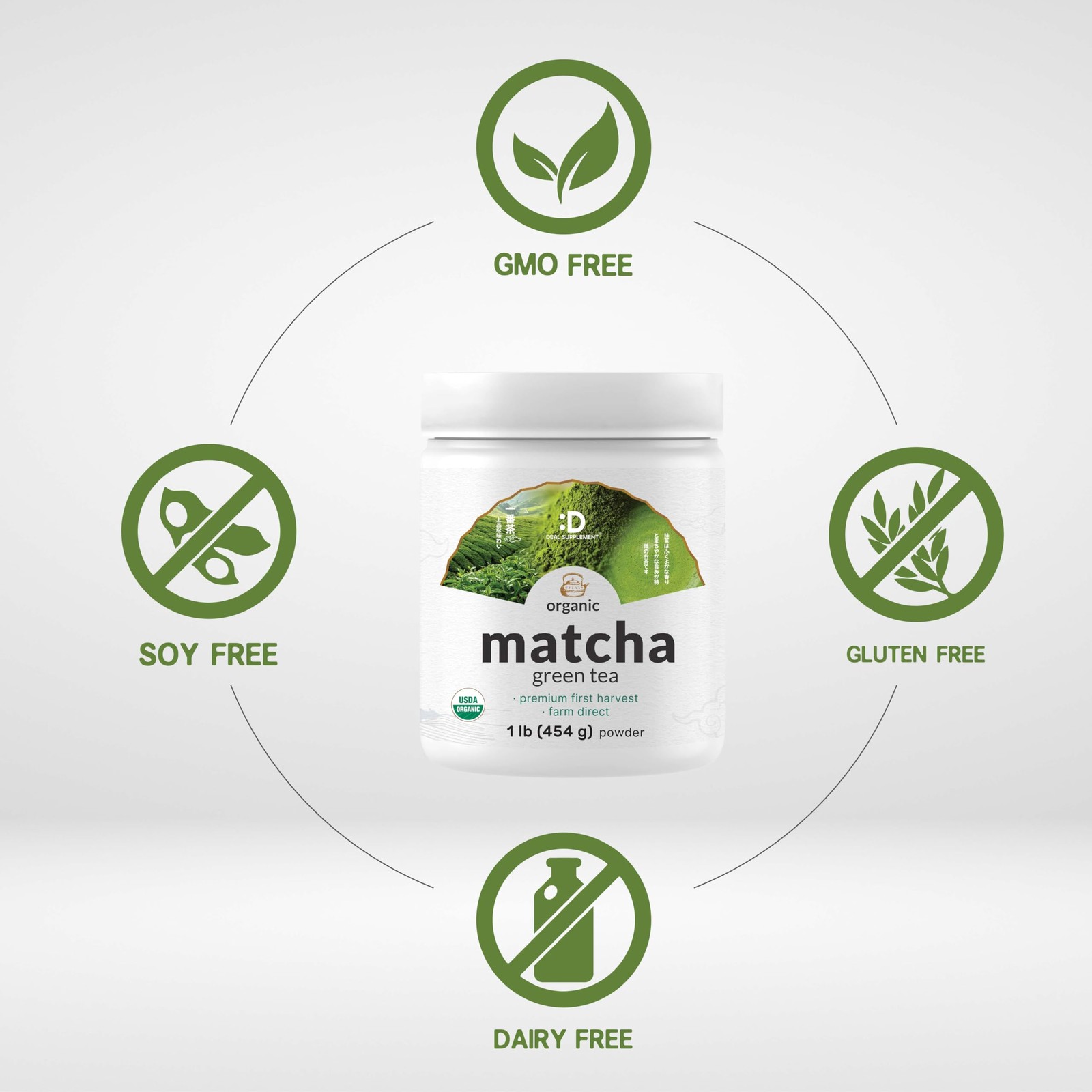 Organic Matcha Green Tea Powder, 1 lb (454g) | First Harvest, 1 Pound