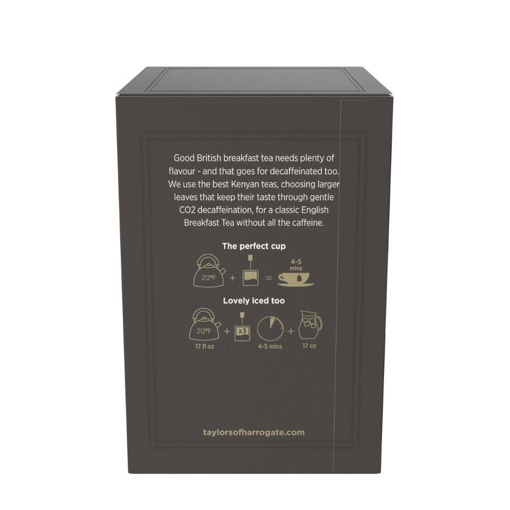 Natural Decaf Breakfast Black Tea – 20 Conveniently Wrapped Bags, Mildly Sweet