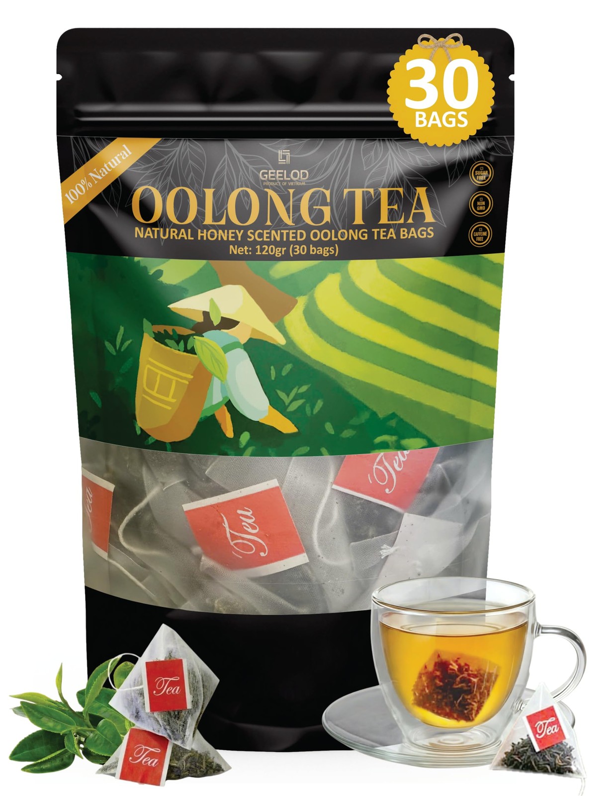 30 Nature Oolong Tea Bags – 100% Pure Whole Leaf Mix Nature Honey- Cortisol &…