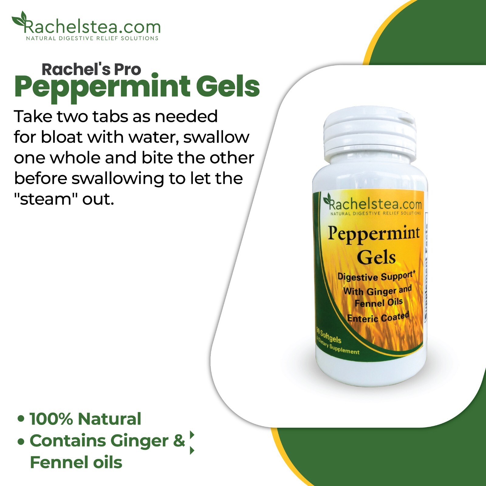 (30 Bags/60 Cups) Rachel’s Digestive Tea + Peppermint oil for Tummy Soothing