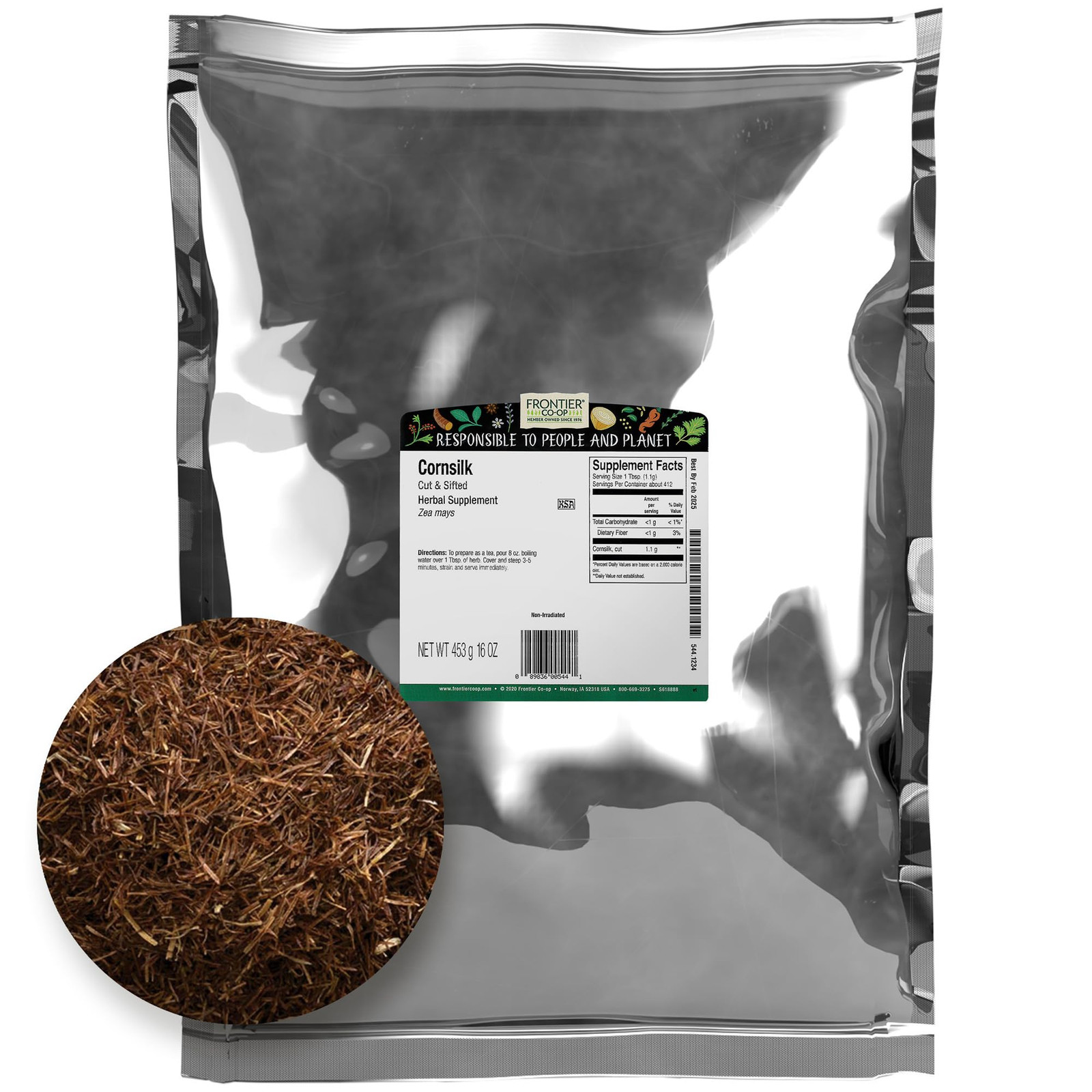Frontier Co op Green Corn Silk Tea 1 Pound Bulk Natural Herbal Goodness
