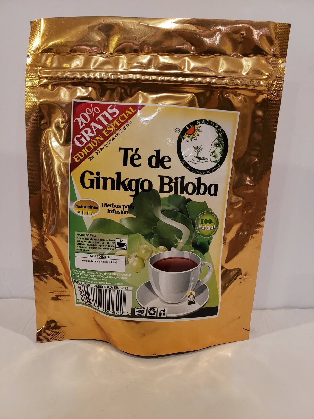 GINKGO BILOBA TEA/ TE Bags/ sobres 100% Natural