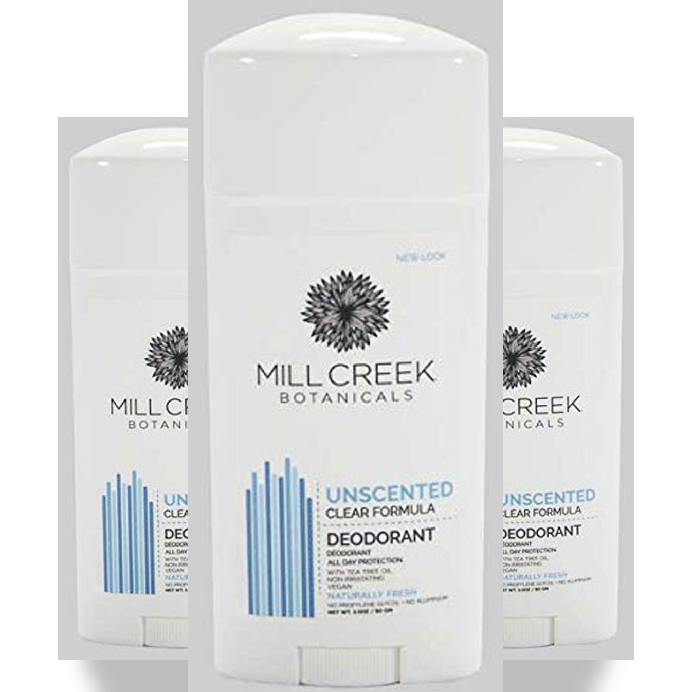 Mill Creek Botanicals Unscented Clear Formula Deodorant Stick Tea 3 Pack