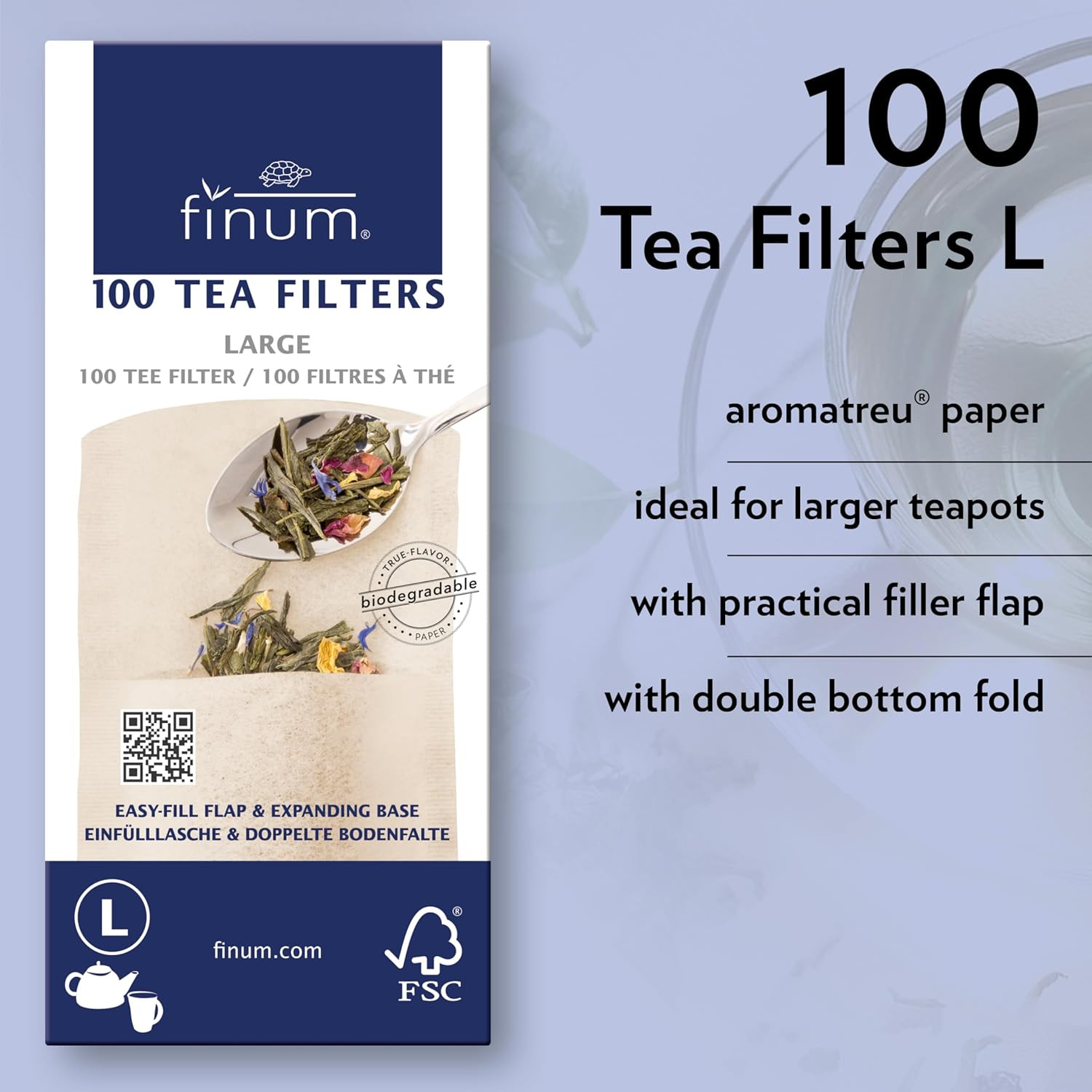 Disposable Paper Tea Filter Bags for Loose Tea, Brown, Large, 100 Count