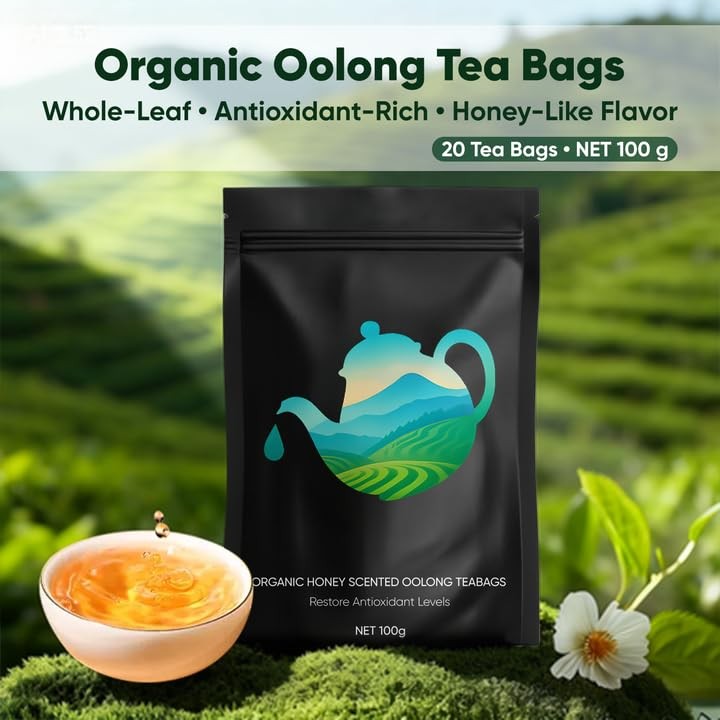 Oolong Tea Bags – Organic Whole Leaf Oolong – 20 Bags (5g Each) – Natural Rel…