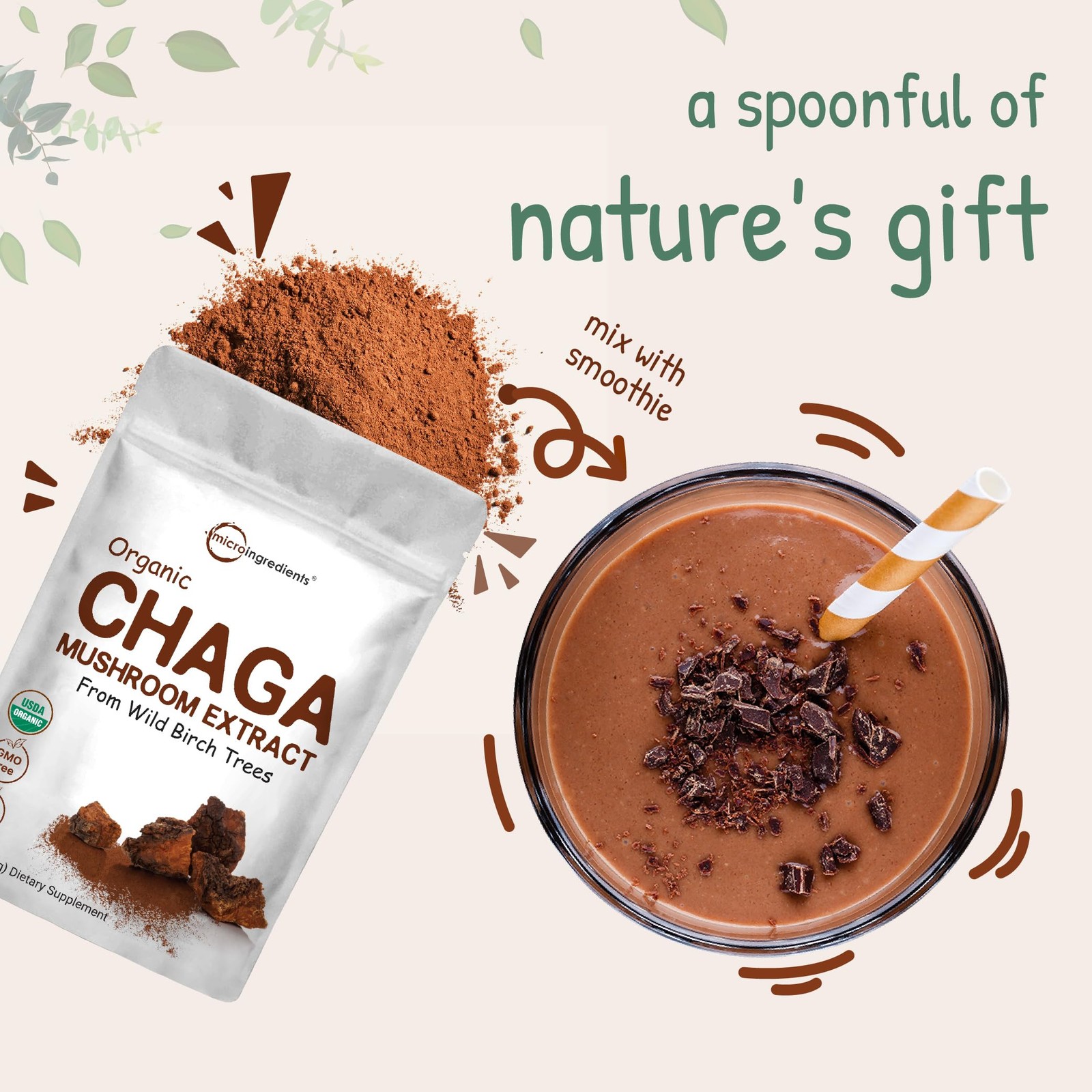 Micro Ingredients Organic Chaga Mushroom Extract 1001 Powder 10 Ounce | Wild …